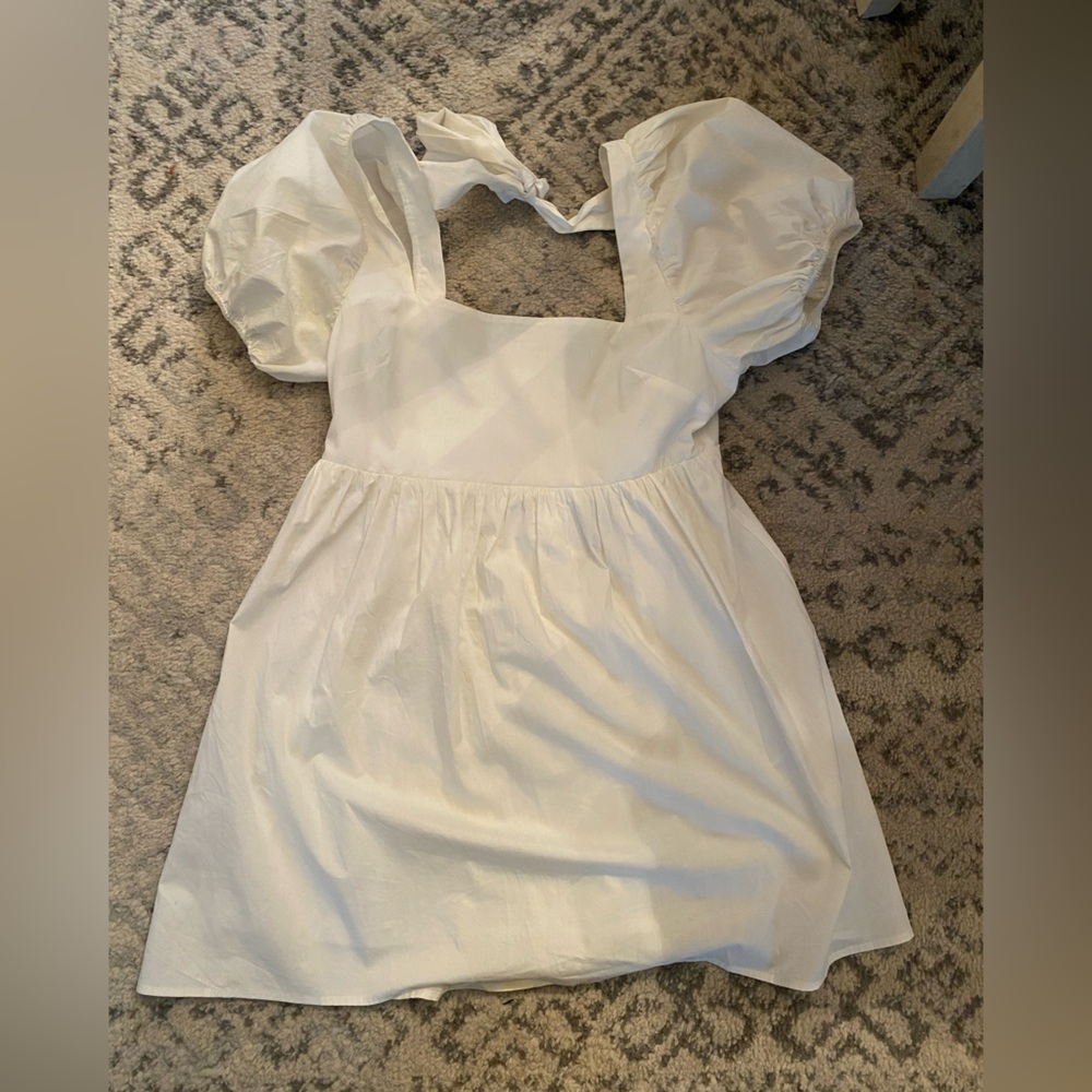 White Dress with Puff Sleeves